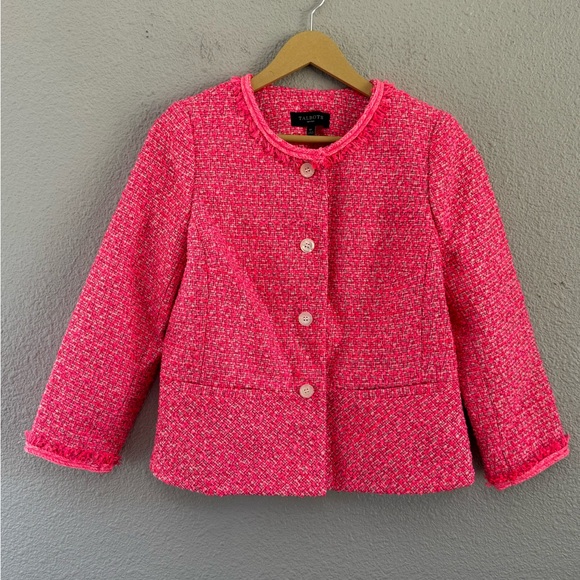 Talbots Jackets & Blazers - NWT Talbots Tweed Blazer with Fringe Detail Lined Button Up Peplum‎ Waist